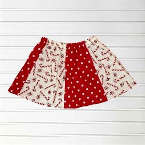 EUC/NWOT HANDMADE 100% Cotton Christmas Pattern Block Elastic Waist Skirt